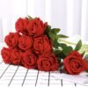 Artificial Single Velvet Roses Flower Real Touch Rose