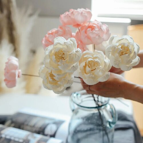 Scent Reed Diffuser Flower Eco-Friendly Handmade Peony Sola Flowers Wood Flower