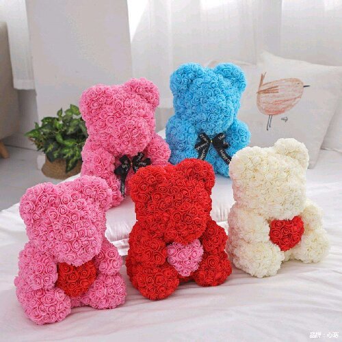 Forever Rose Teddy Bear Artificial Flower Foam Rose
