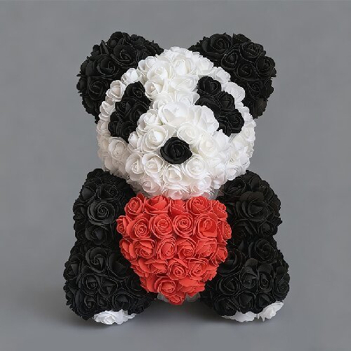 Forever Rose Teddy Bear Artificial Flower Foam Rose
