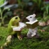 Reading Animal Figurines Fairy for Garden Terrarium