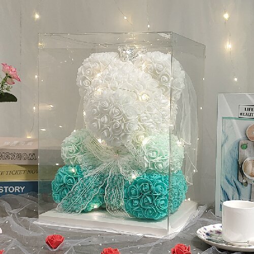 Handmade PE Flower Rose Teddy Bear for Christmas Girlfriend Valentine's Day