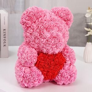 Forever Rose Teddy Bear Artificial Flower Foam Rose