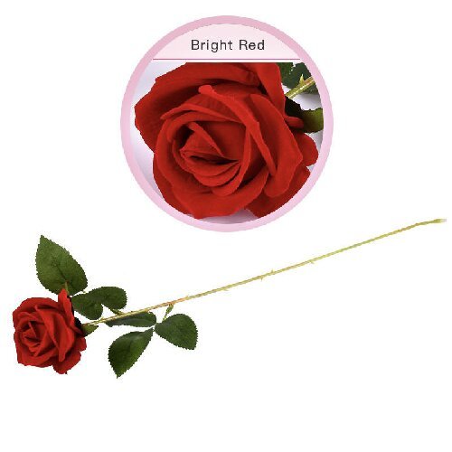 Artificial Single Velvet Roses Flower Real Touch Rose