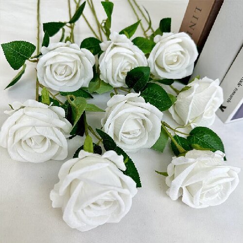 Artificial Single Velvet Roses Flower Real Touch Rose