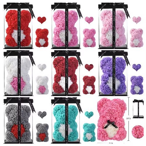 Forever Rose Teddy Bear Artificial Flower Foam Rose