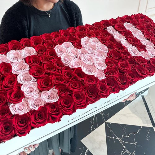 Preserved roses in a box, I LOVE U design romantic gifts for women girlfriend