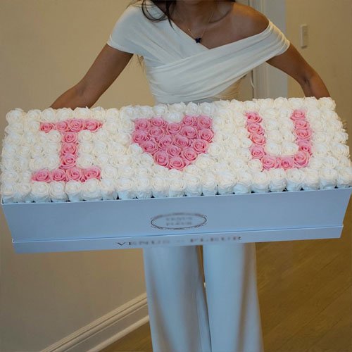 Preserved roses in a box, I LOVE U design romantic gifts for women girlfriend