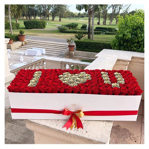 Preserved roses in a box, I LOVE U design romantic gifts for women girlfriend