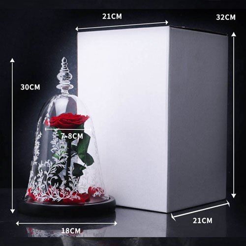 Beauty and beast eternal roses flower with LED light gift for women, natural rose