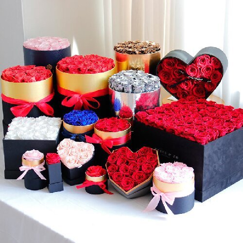 抱抱桶1 Real rose flowers gift preserved roses flower box for Valentine's Day Christmas