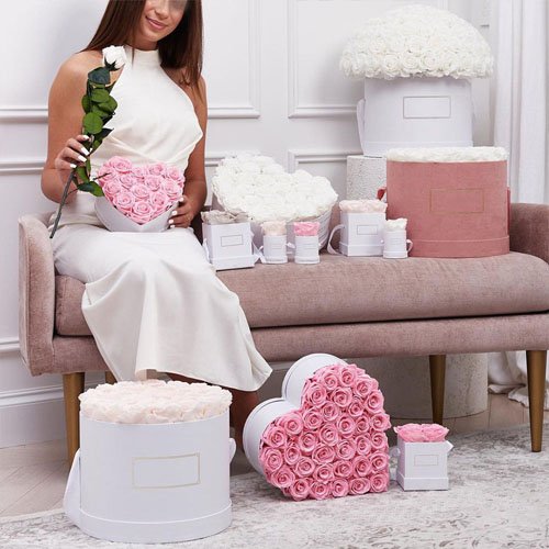 Eternal roses in box forever flower, gift for women