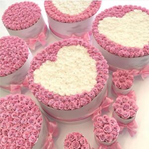 Eternal roses in a box with heart design, gift for women