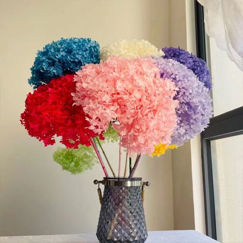 Dried Flower Preserved Hydrangeas with Stem for Wedding Decoration Flower Arrangements