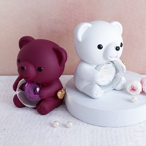 Valentine's Gifts Hugging Bear Rotating Eternal Rose