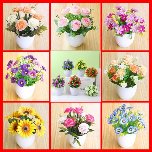 Mini Creative Potted Flower Ornaments Artificial Plant Small for Office Decoration