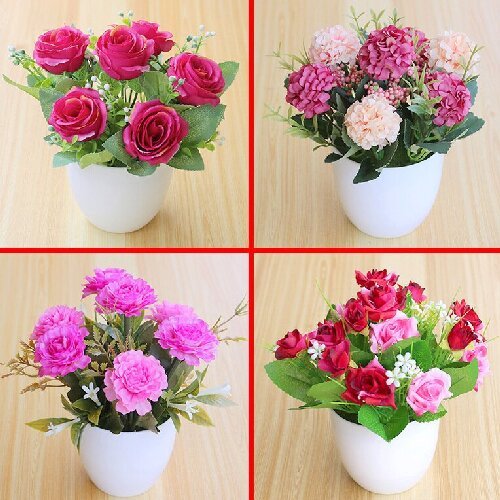 Mini Creative Potted Flower Ornaments Artificial Plant Small for Office Decoration