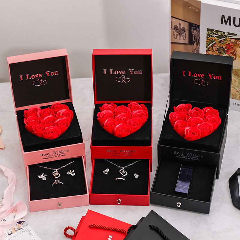 Artificial Eternal Real Touch Roses Flowers Gift Box